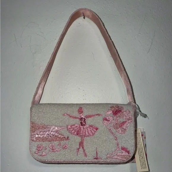 Gorgeous viral Pink Ballerina Embellished beaded Shoulder Bag - Picture 1 of 1